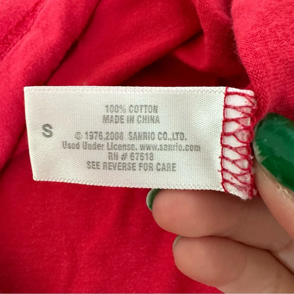 Hello Kitty Graphic Tee Super Soft Red Sleep Shirt - Image 4