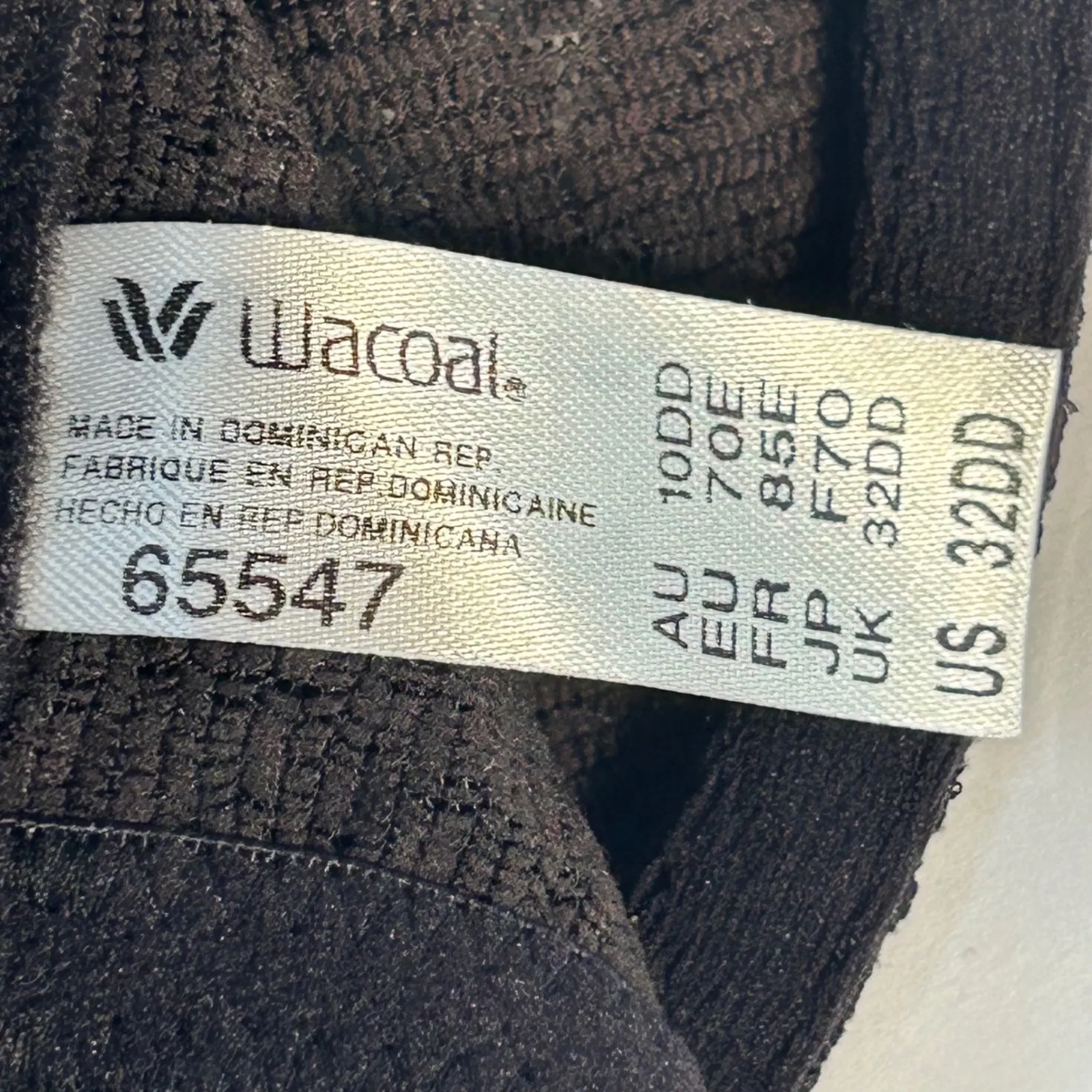 Wacoal Black Lace Full Coverage Unlined Bra 32DD Style 65547 - Image 8