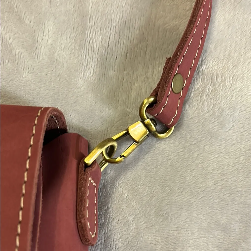 PORTLAND LEATHER Women's Wine Colored Crossbody Bag Pink - Image 7