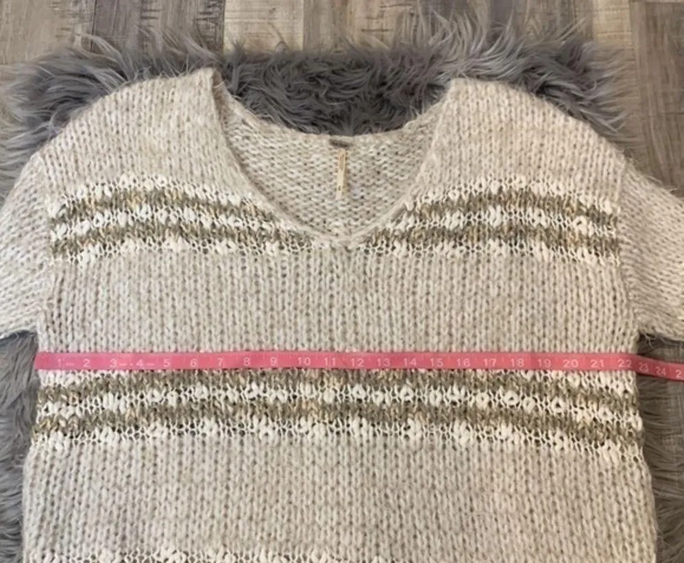 Free People Linus fuzzy striped sweater in natural M - Image 7