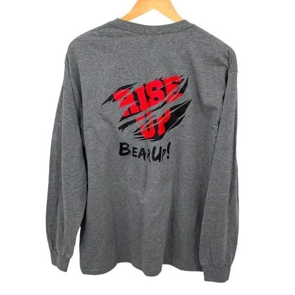 Gildan Harvard Bear Up Rise Up Long Sleeve Crewneck T-Shirt‎ Size Large Gray - Image 3