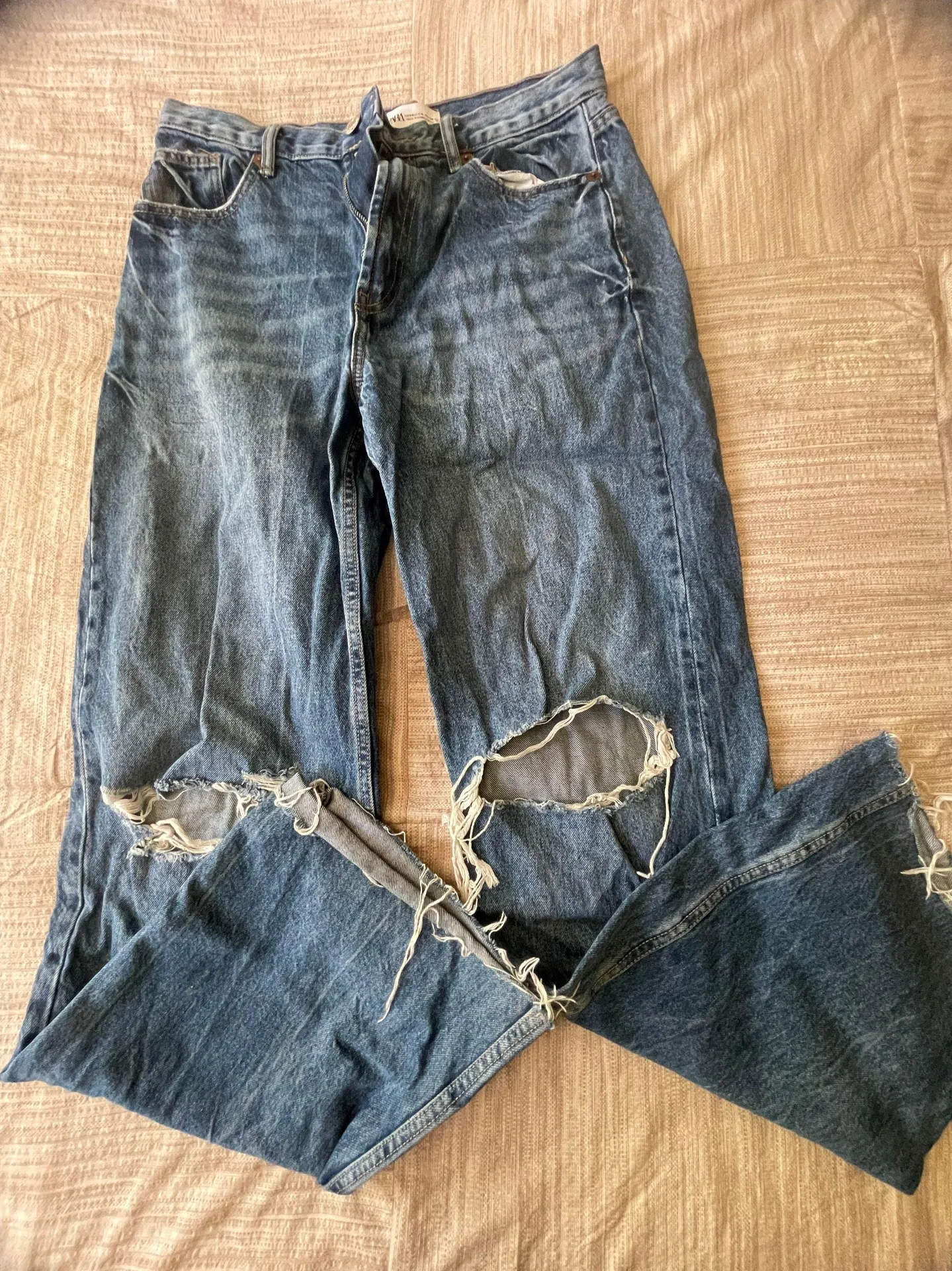 ZARA TRF Ripped Wide Leg Jean - Image 3