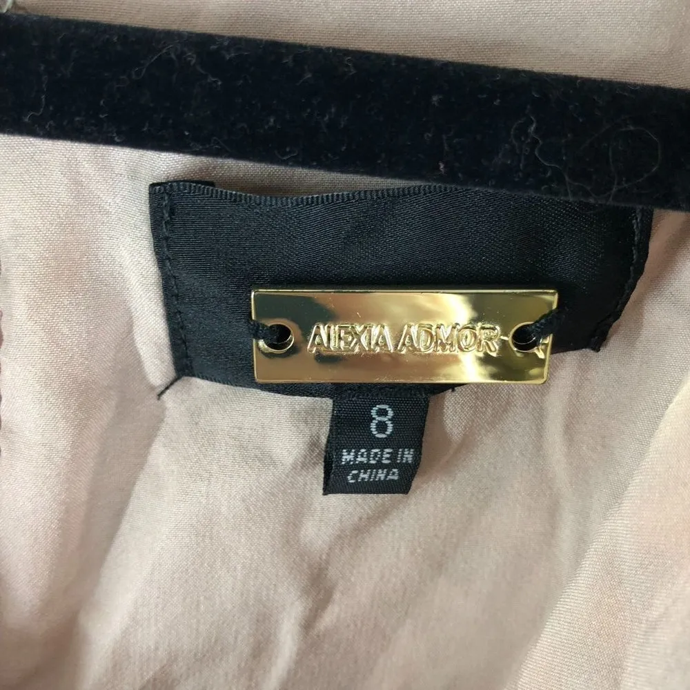 Alexia Admor A Line Dress Floral Button Front V-Neck Short Sleeve Brown 8 - Image 6