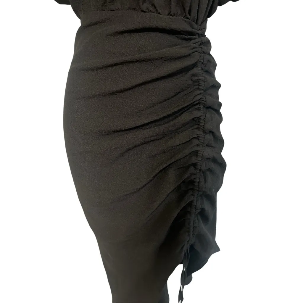 PrettyLittleThing Black Ruched Midi Dress - Image 5