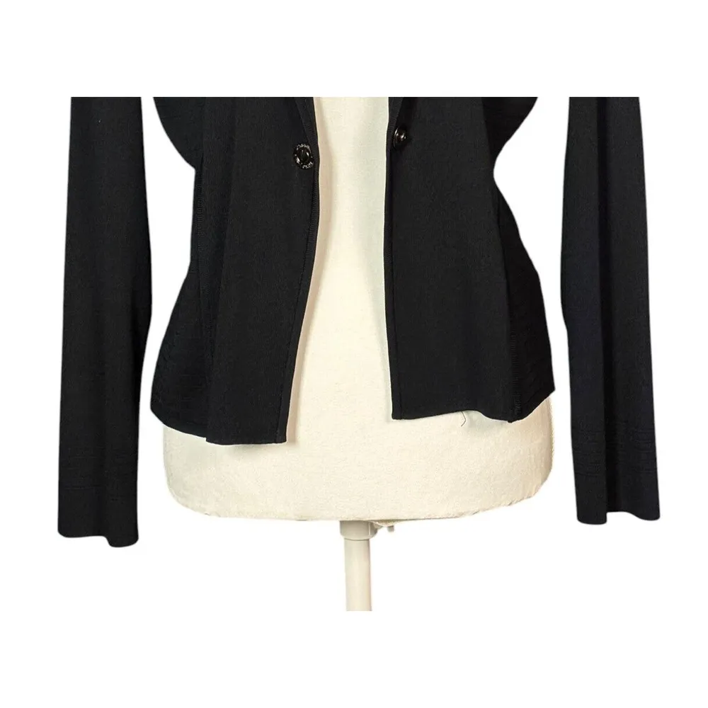 Ming Wang Jacket Cardigan Size XS Black Ribbed Long Sleeve Business Chic Work - Image 7