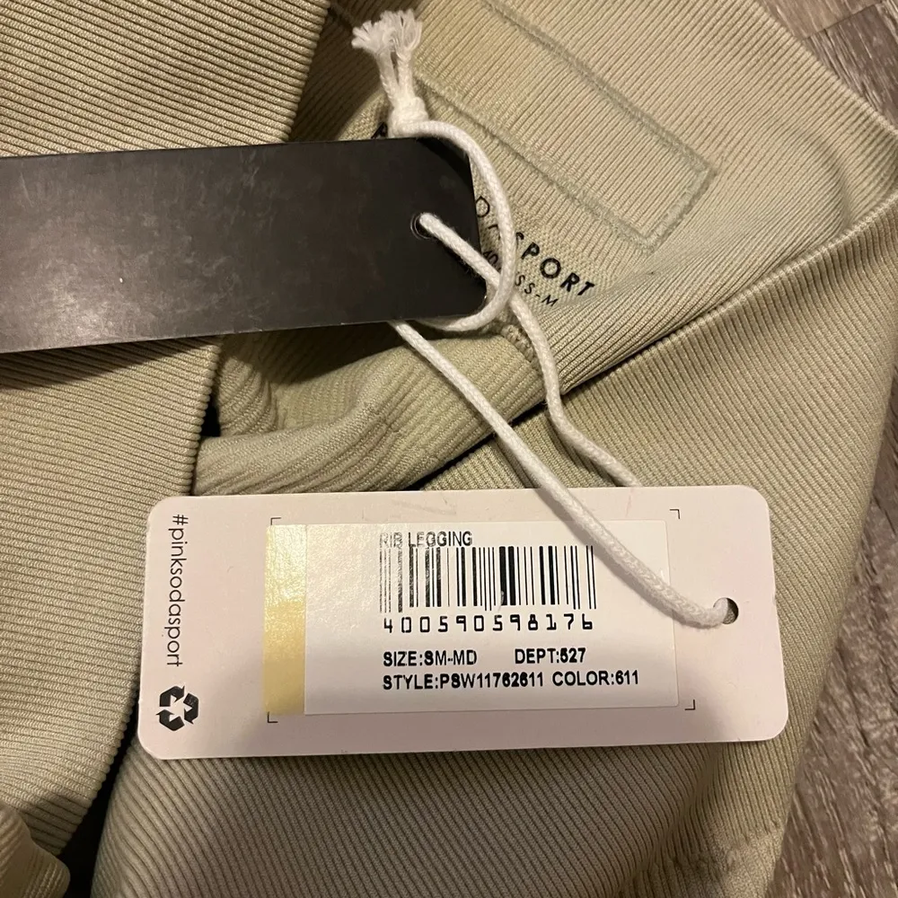 Pink Soda Sport Ribbed Seamless Leggings Light Green Size S - Image 9