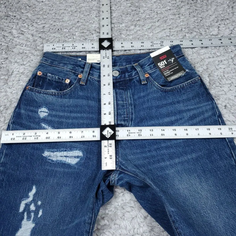 Levi's Premium 501 '90s Straight Baggy Jeans Blue Women's Size 26 x 32 Y2K Loose - Image 10