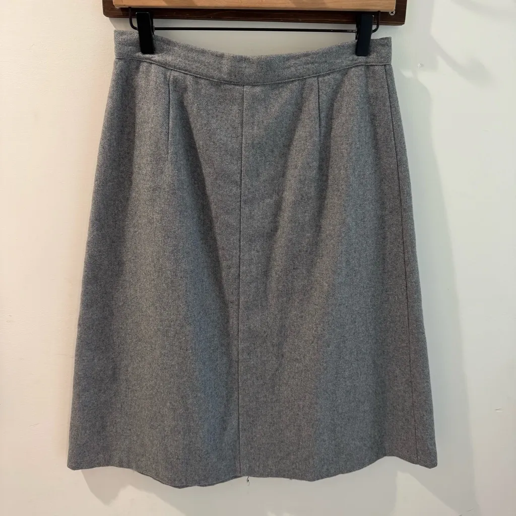 Vintage Late 60s Early 70s JC Penny Wool Blend Button Up Midi Skirt Grey Gray Size M - Image 4