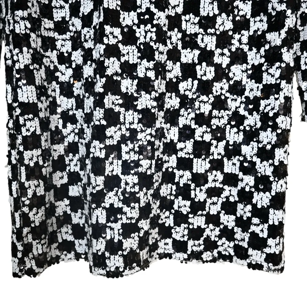 GB Gianni Bini Women's S Black White Sequined Fully Lined Cocktail Dress - Image 5