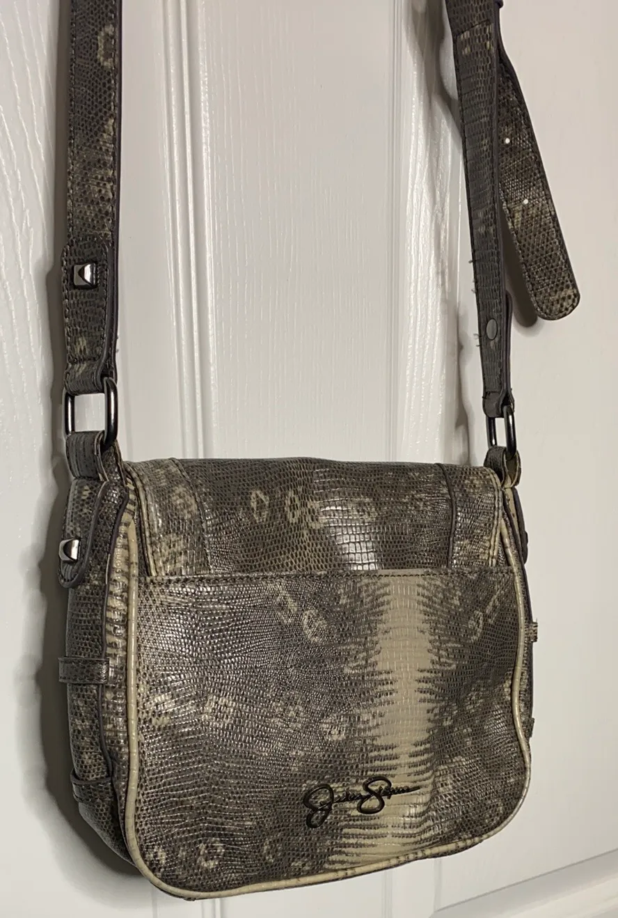 Jessica Simpson Grey Snake Print  Crossbody Purse - Image 4