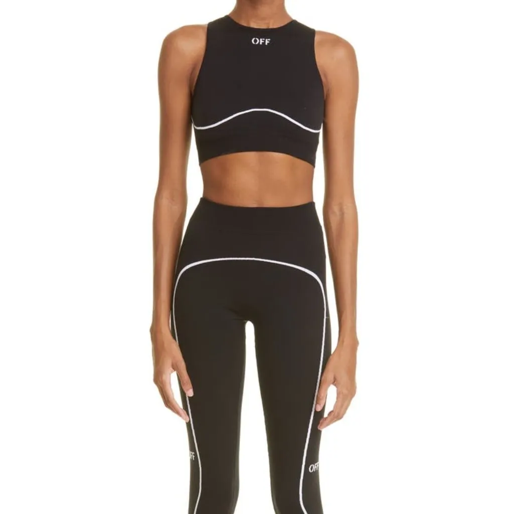 Black and White Athletic Logo Seamless Bra Size S-M - Image 4