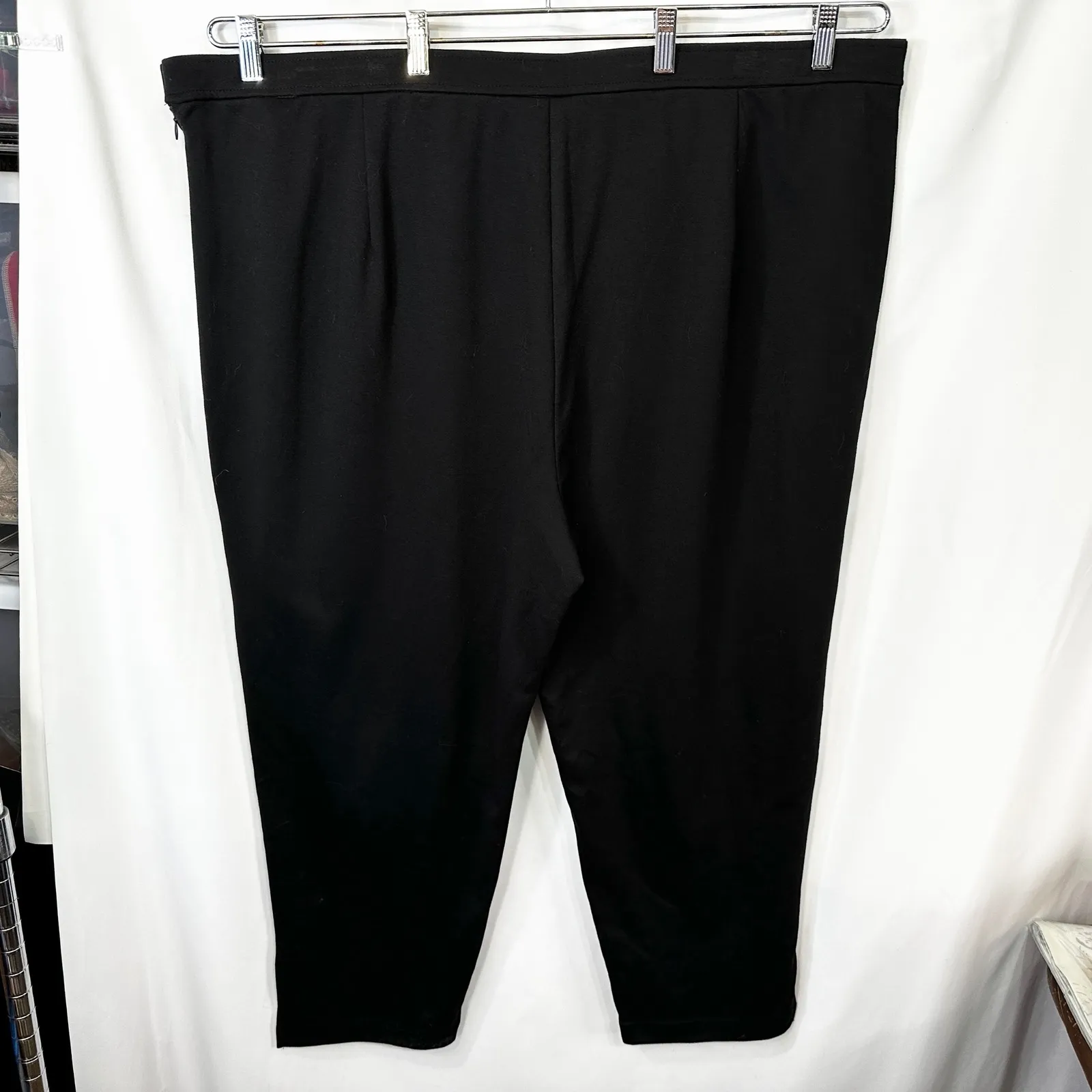 Bob Mackie Plus Size 3X Pants High Rise Solid Black Side Zip Career Capsule 230 - Image 2