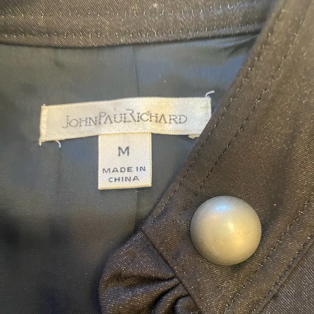 John Paul Richard Black Open Jacket with Decorative Buttons and Ruffles, Medium - Image 9