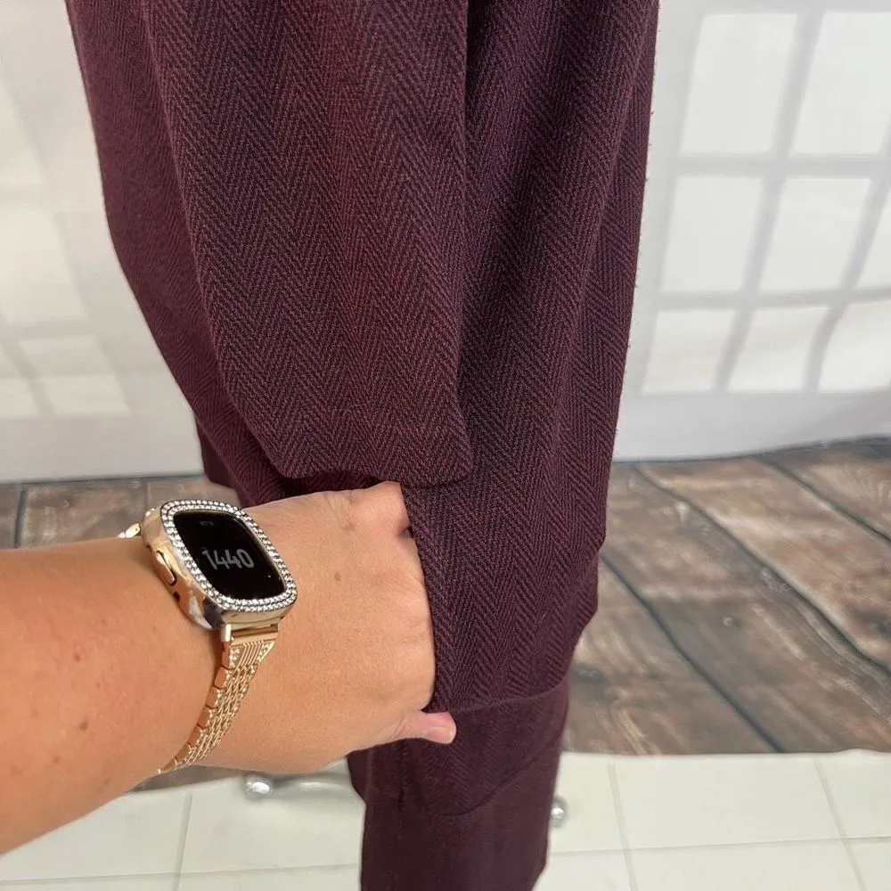 J Jill Women's Ponte Long Sleeve with Pockets Knit Shift Burgundy Dress Size XL - Image 5