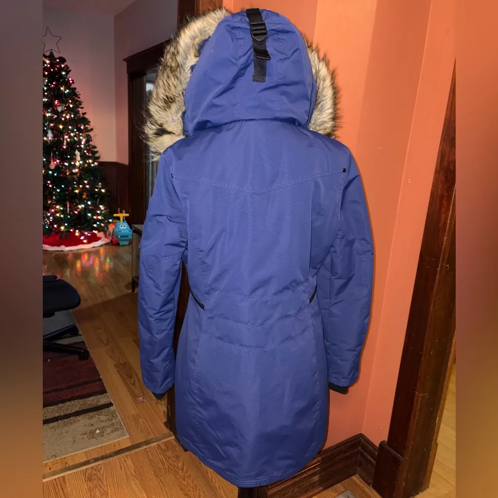 Noize Blue Ski & Snow Jacket with Faux Fur Hood Size L - Image 8