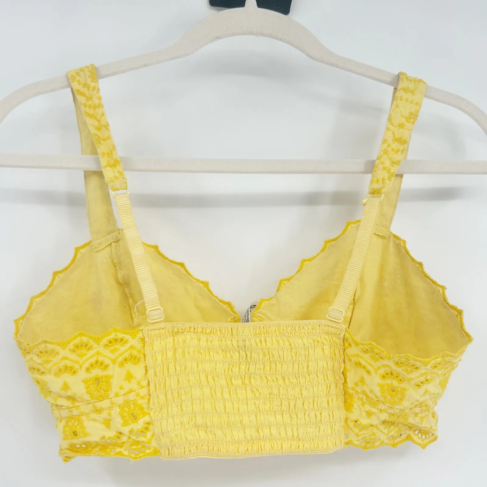 Free People Intimately FP Womens Yellow Embroidered Floral Lace‎ Ezra Bralette S - Image 8