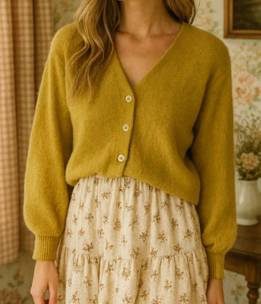 Vintage Forum Yellow 75% Virgin Mohair 25% Virgin Wool Sweater Size M Gold Size M - Image 1