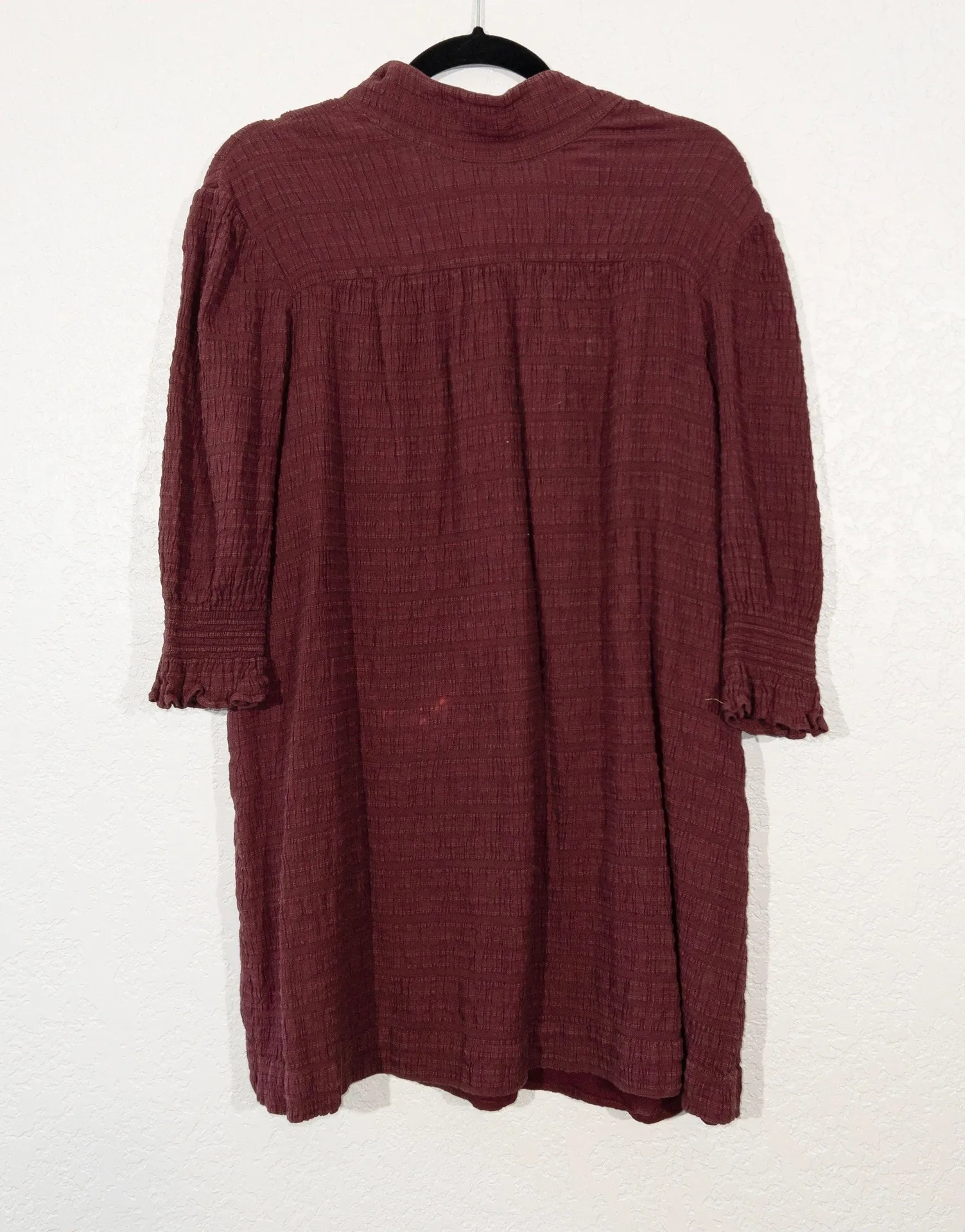 Bordeaux Red Devis Smocked Turtleneck Mini Dress Size Medium - Image 2