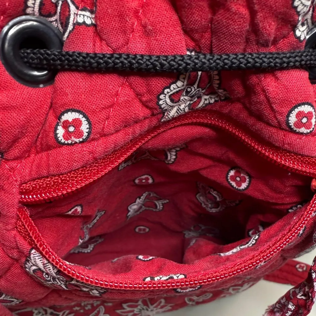 Vera Bradley Vintage Red Bandana Mini Backpack Cotton with Drawstring - Image 6