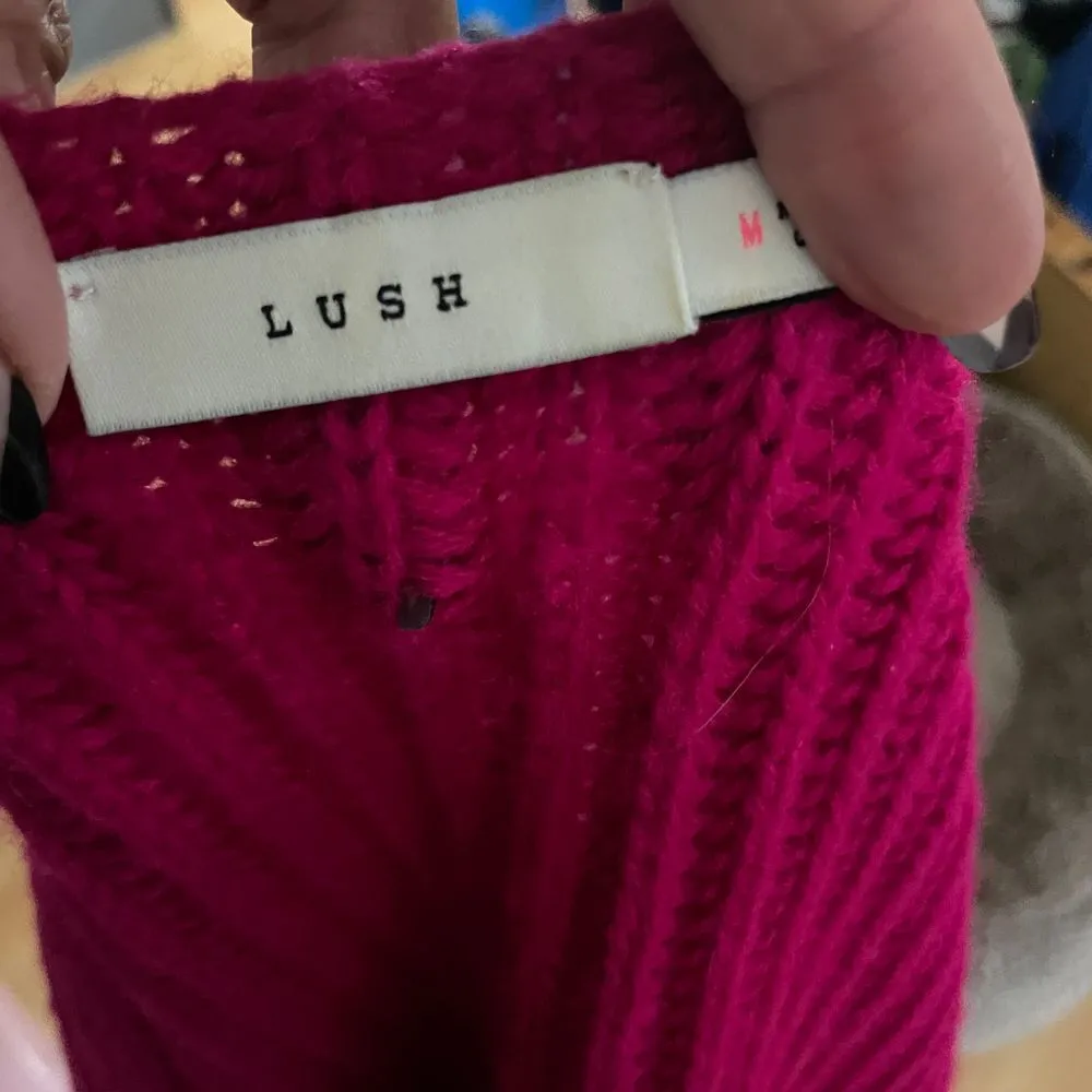 Lush Clothing LUSH Pink Ribbed Open Front Cardigan Sweater Cozy Oversized Knit Size M - Image 4