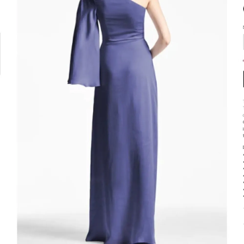 NEW $325 Sachin & Babi Keely Gown - Cobalt Crinkle Georgette One-Shoulder Gown - Image 4