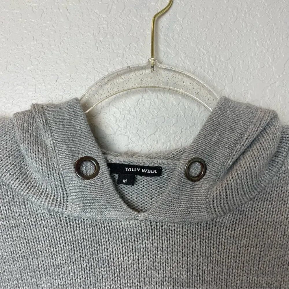 TALLY WEIJL Heather Gray Hooded Sweater Size M - Image 2