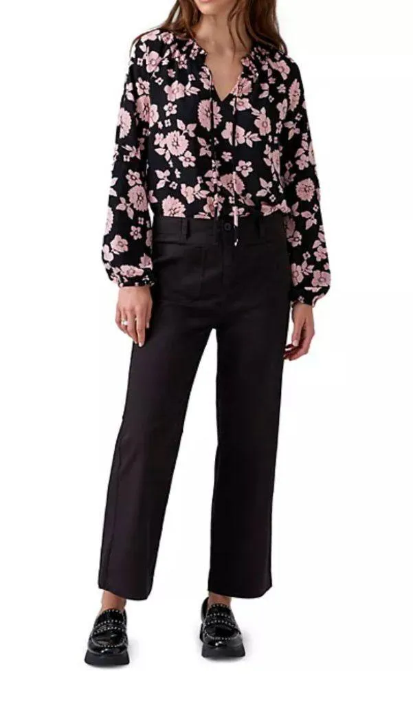 NWT Social Standard by Sanctuary Ladies Juliet Twill Crop Pant Straight Wide Leg Black Size 12 - Image 11