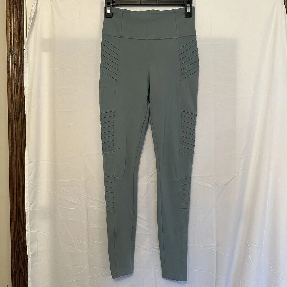 Athleta Women's Size XS Sage Green Delancey Textured‎ Moto Tight Leggings - Image 2