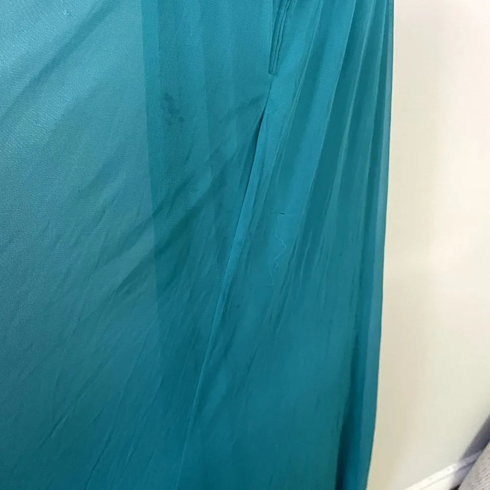 B. Darlin Turquoise shiny beaded maxi formal dress strapless princess jasmine - Image 5