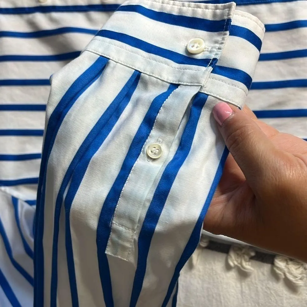 Façonnable • striped mixed media button down top - Image 8