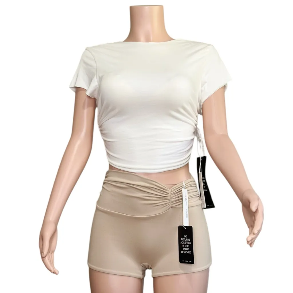 ARE YOU AM I Sanna Backless Back Ties Cropped Tee, White, XL White - Image 5