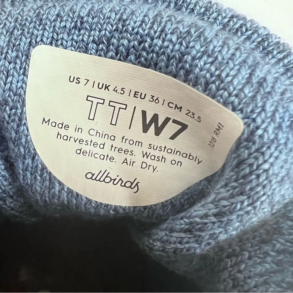 Allbirds Tree Toppers High Top Sneakers Blue Nikau Sapphire White Sole - Image 3
