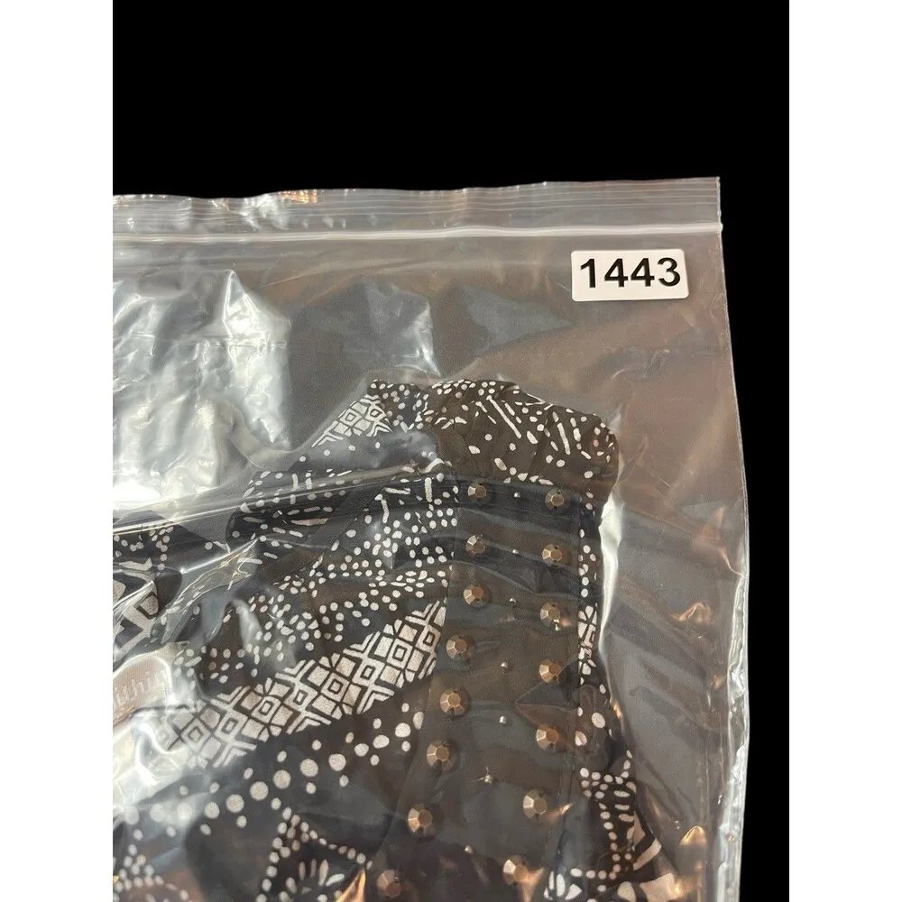 Woman Within Black Geometric Pattern Sheer Flowy V-neck 3/4 Sleeve Tunic Top 1x - Image 14