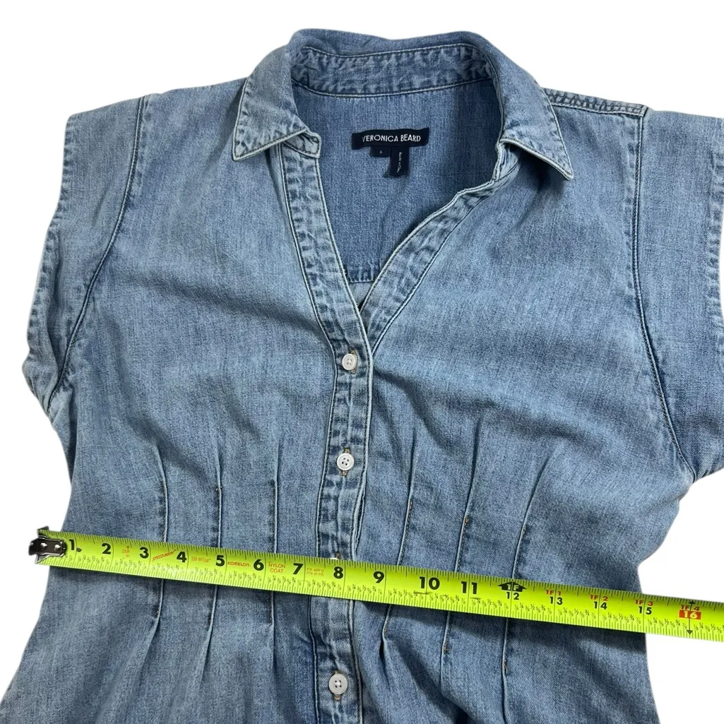 Veronica Beard Ruben Denim A-Line Midi Dress in Pebble Stone - Image 12