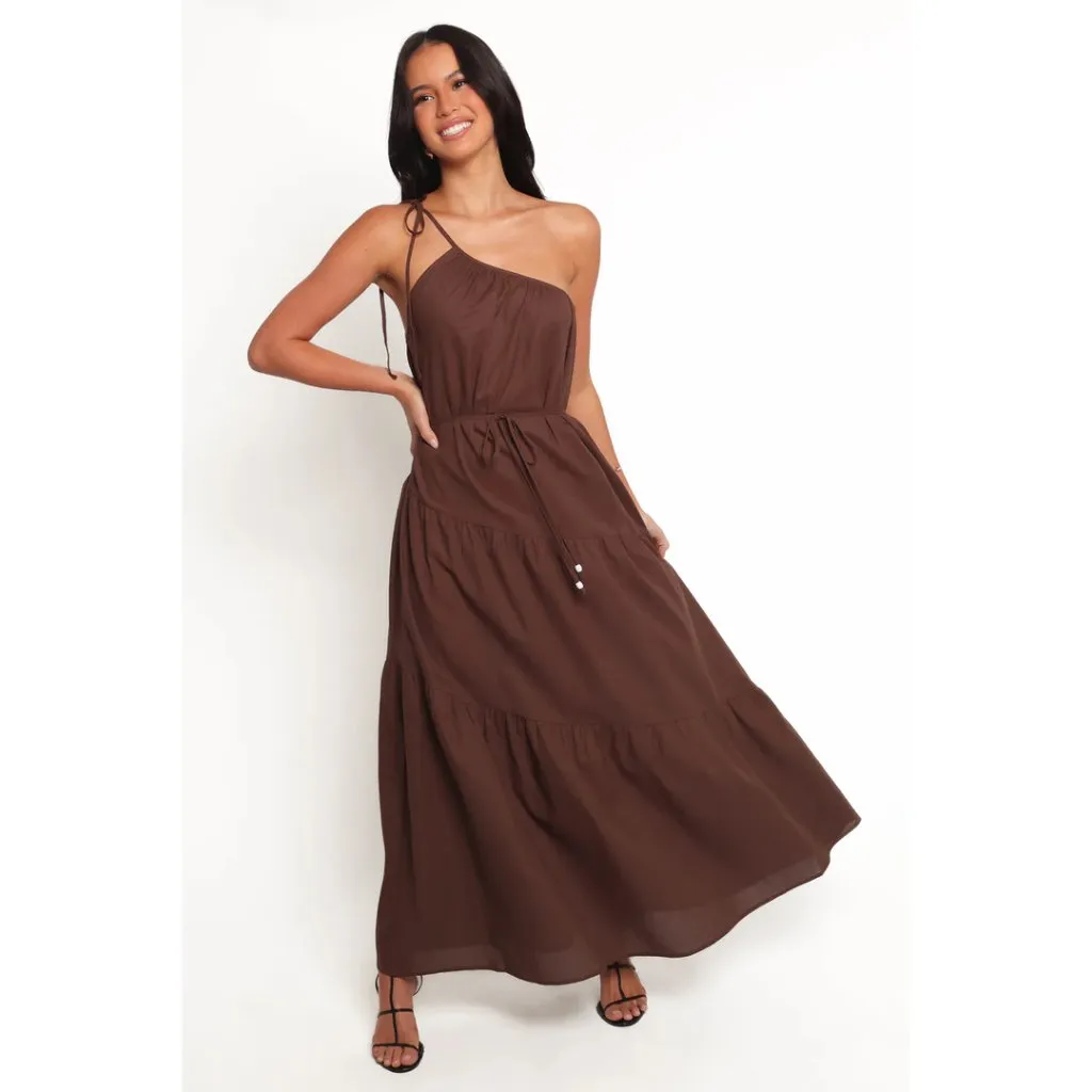 PETAL & PUP Hilde Asymmetric Maxi Dress in Chocolate Size Small - Image 12
