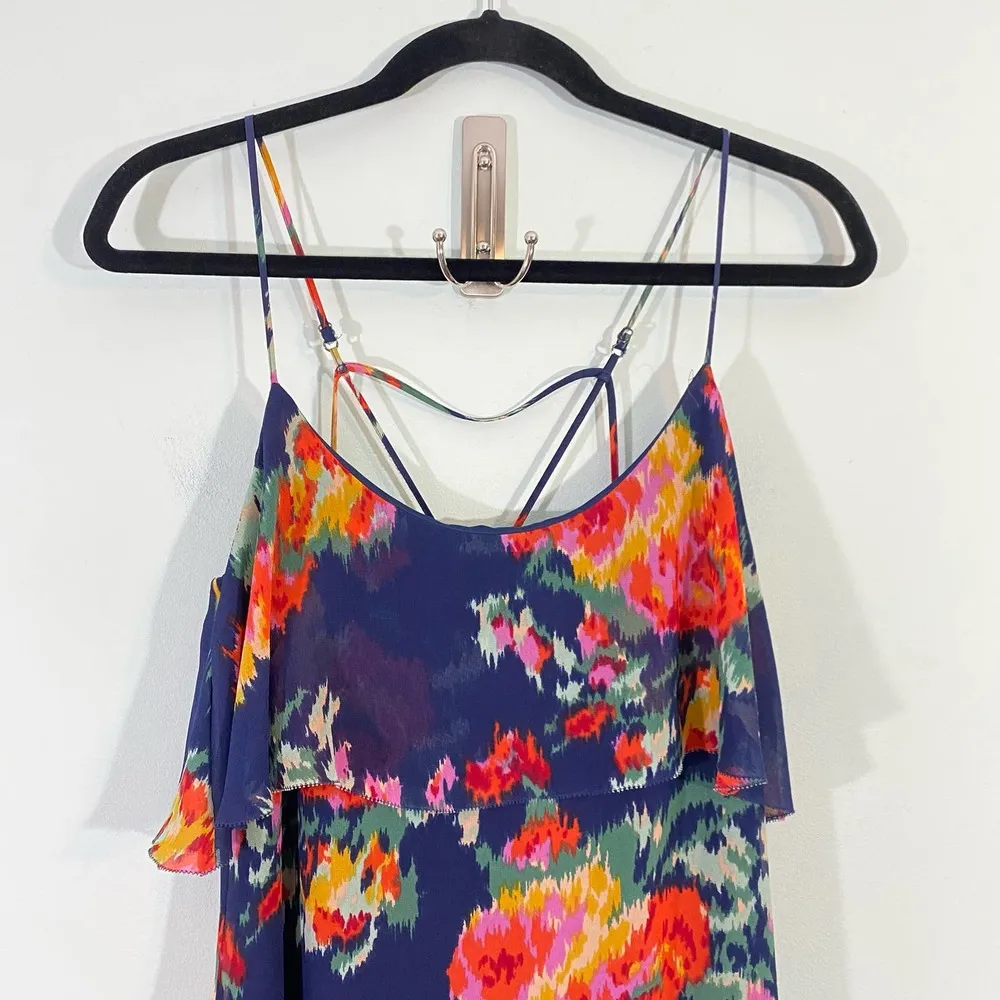 Joie Women's Thura Blue Floral Tiered Maxi Silk Slip Dress Size S - Image 4