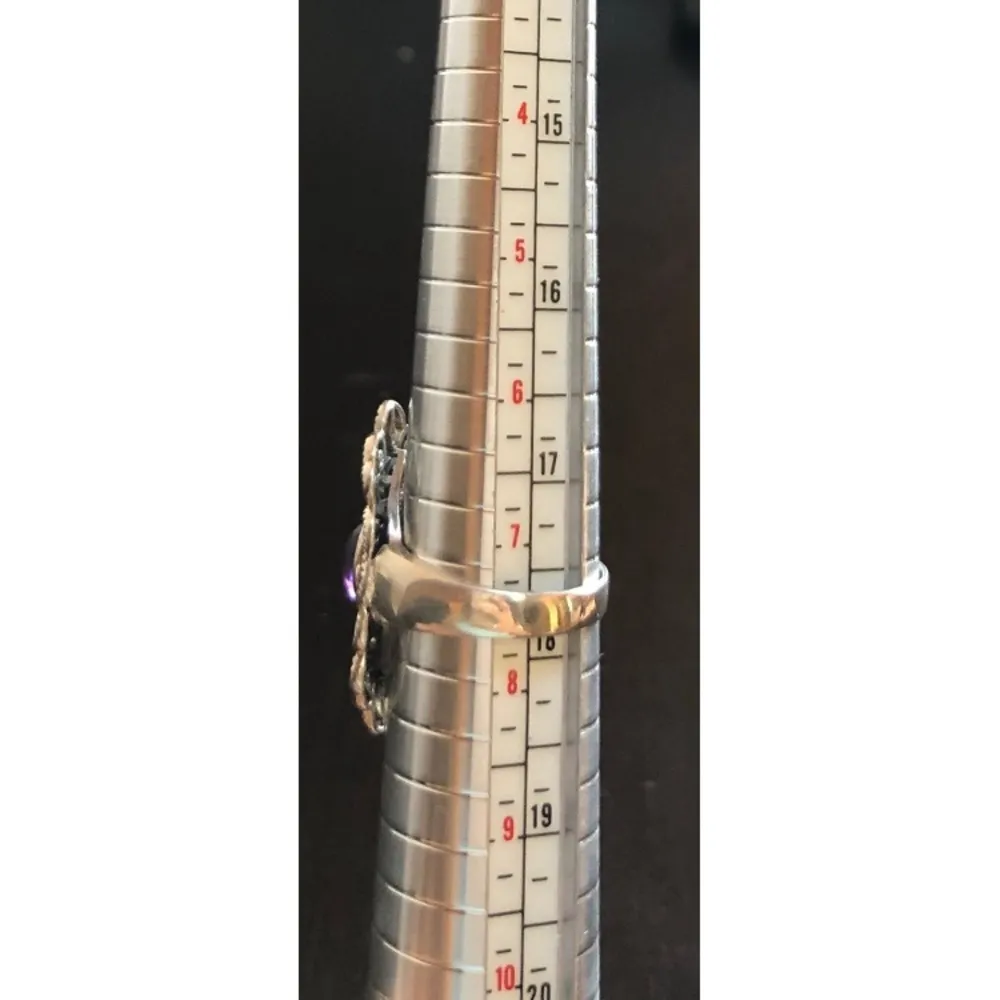 Vintage Cabochon Amethyst CZ 925 Ring size 7 1/2 - Image 3