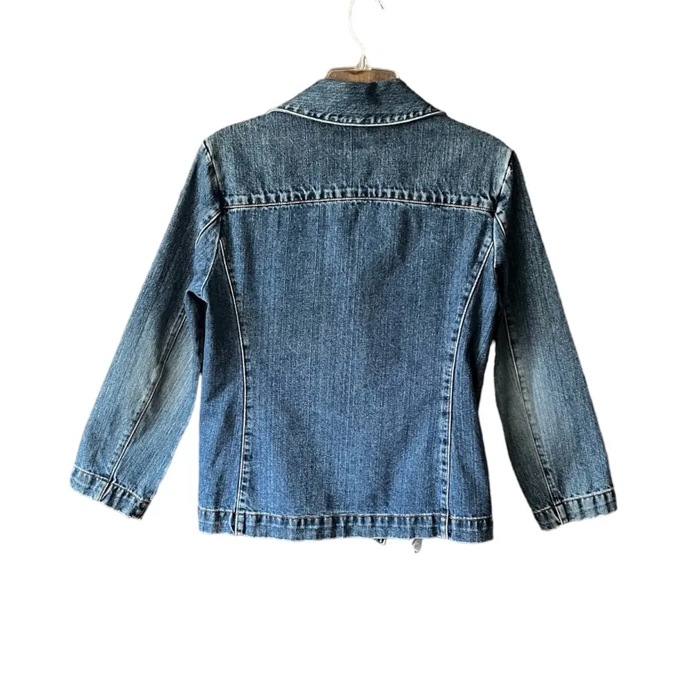 Denim jean jacket button up tailored fit - Image 2