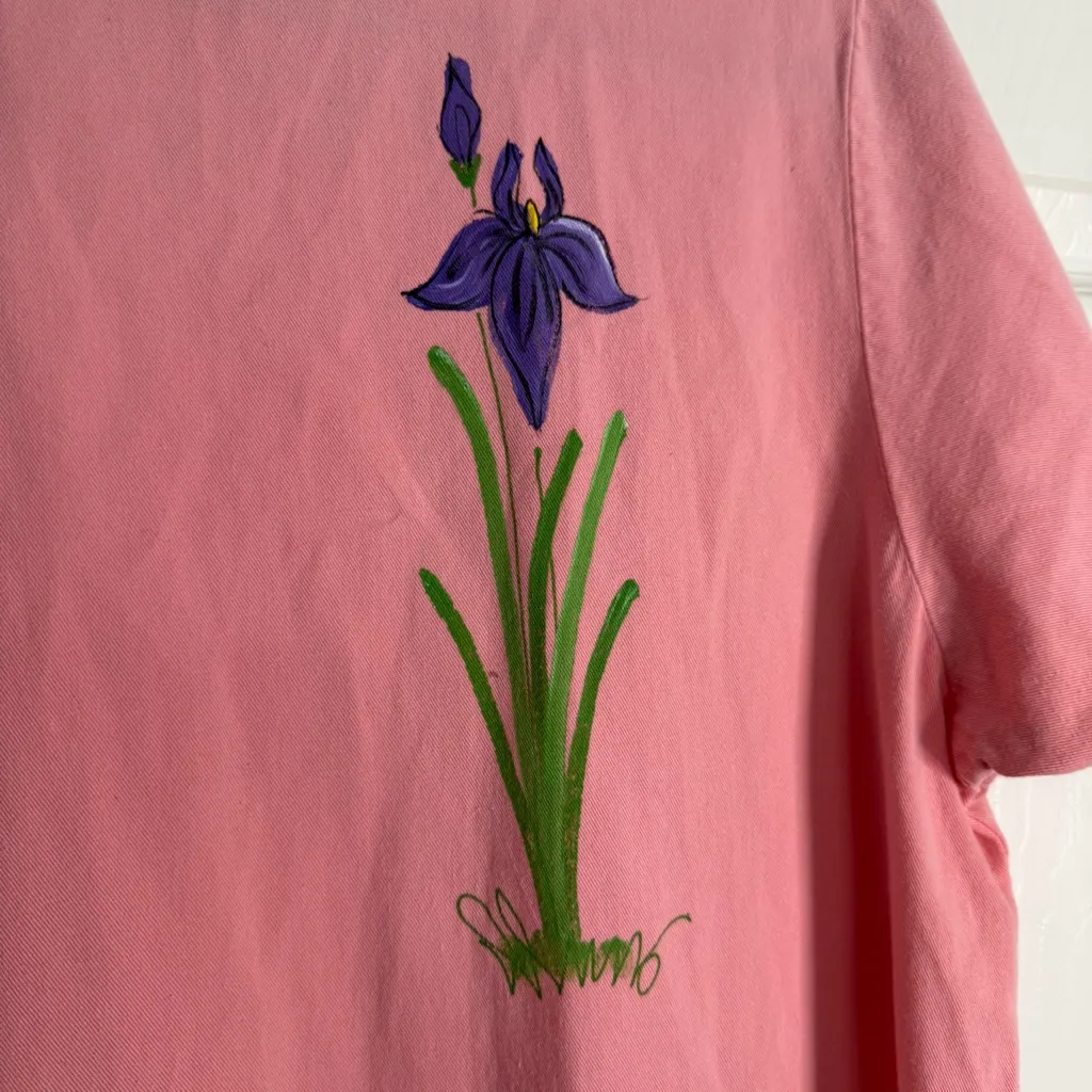 Las Olas Vintage 90’s Pink Floral Cotton Embroidered Maxi Dress Size Large - Image 8