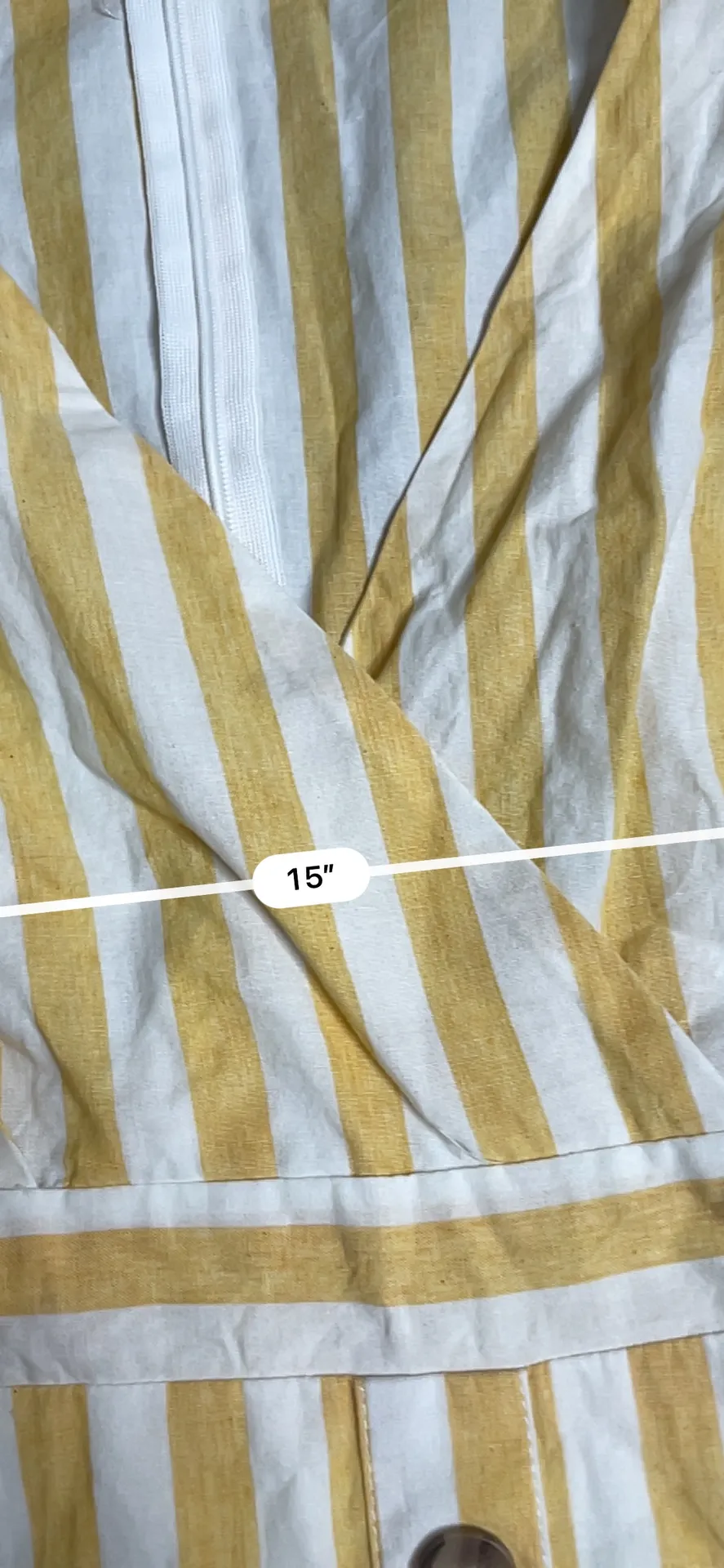 Lumiere Yellow White Stripe Button Down Faux Wrap Dress - Image 3