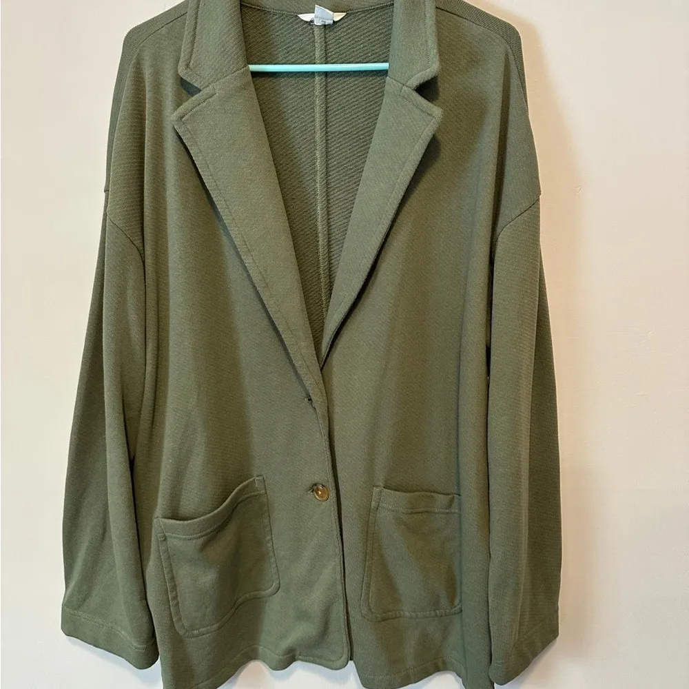 Caslon "NWT" Relaxed French Terry Blazer Green Sorrel Size XL - Image 5