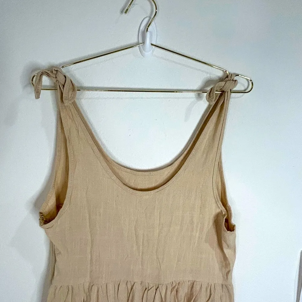 Hilomirics Large Beige Sleeveless Romper Summer Casual Lightweight Boho Style - Image 8