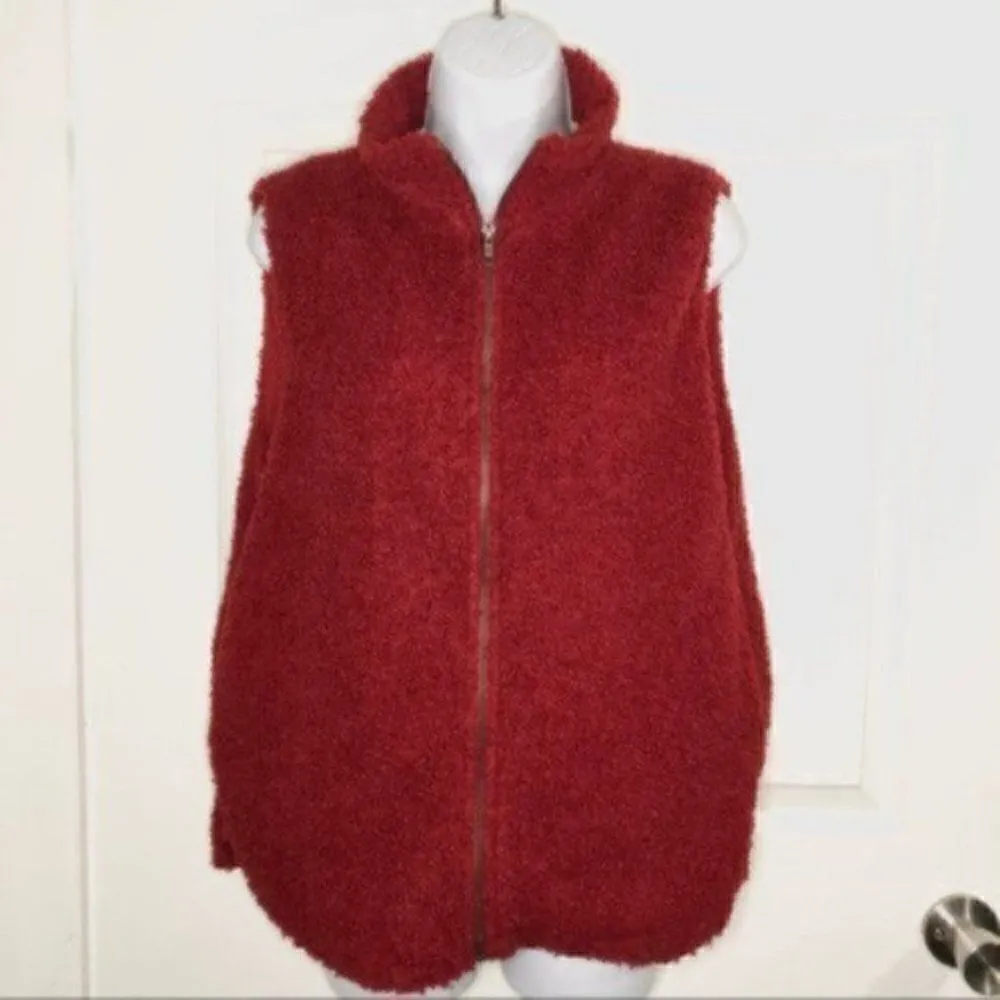 Umgee Teddy Vest Zipper Dark Red M - Image 5