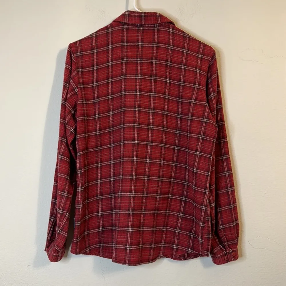 Woolrich Red Plaid Flannel Button Down Top size S - Image 3