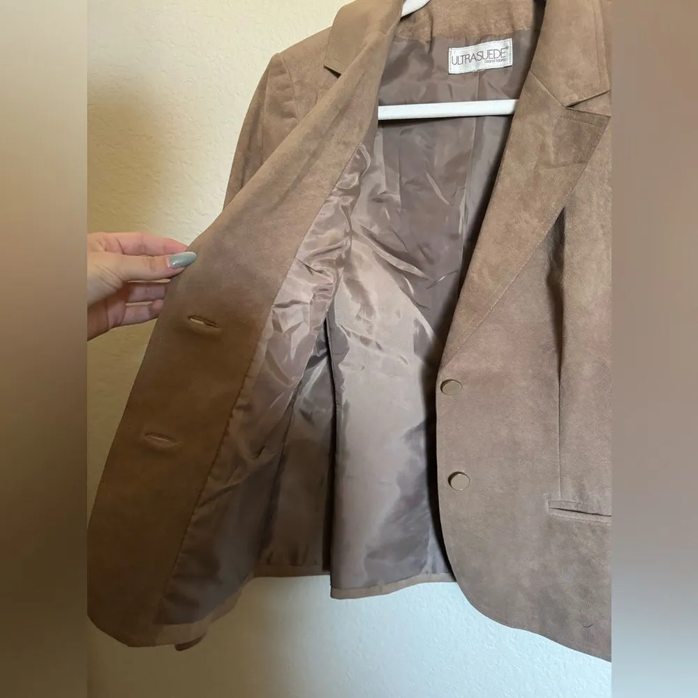 Vintage‎ 70s Suede Leather Blazer Jacket Sz Small in Tan - Image 5
