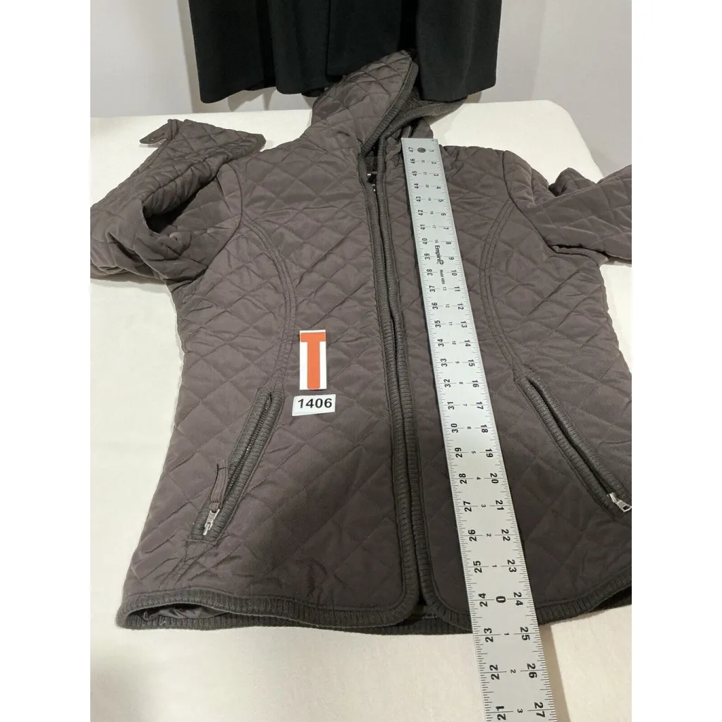 Woman’s Espirit Outerwear Size Small Brown Quilted Zip Front Hooded Jacket - Image 6