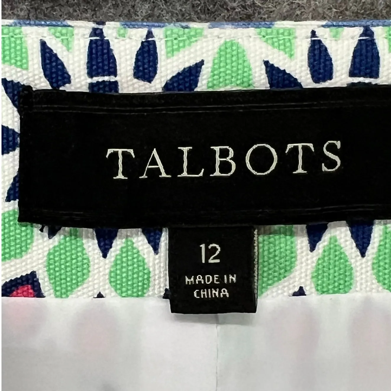 Talbots Skirt Womens 12 Green Blue Kaleidoscope Floral Lined Preppy Classic Boho - Image 11