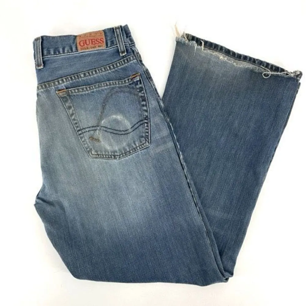 Vintage Guess Jeans Womens Distressed Straight Leg Jeans Blue Denim Size W32 L30 - Image 17