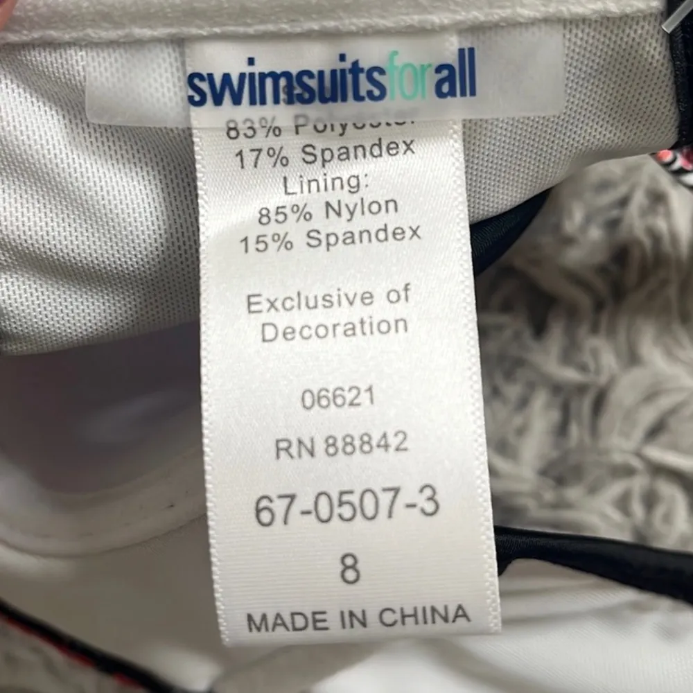 Swimsuits for All Bikini Top Swim Black Red Floral Bustier 8 New - Image 5