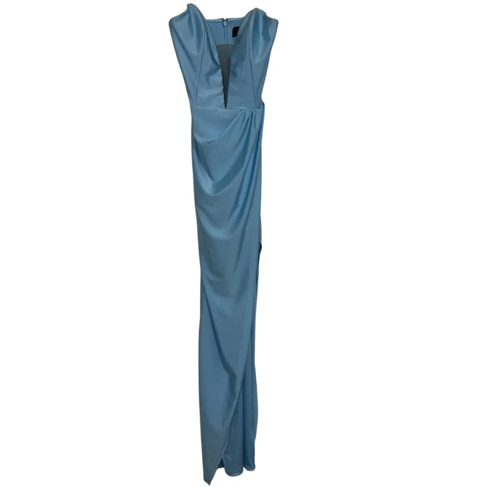 Michael Costello X Revolve Jake Strapless Plunging Maxi Gown Baby Blue - Image 3